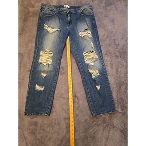Pello Jeans Women's Size 13  Distressed Straight Medium Wash Jeans Vintage